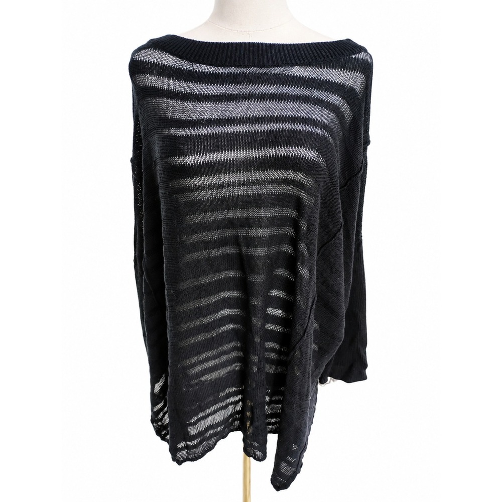 Andree By Unit Plus Size Black Mesh Sweater Size 1X